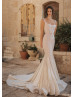 Square Neck Silver Glitter Wedding Dress